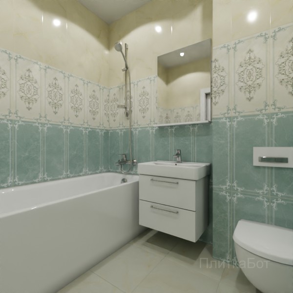 Gracia Ceramica, Visconti (зеленый), Панель и декор без плинтуса № 1