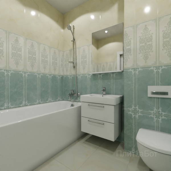 Gracia Ceramica, Visconti (зеленый), Панель и декор без плинтуса № 3