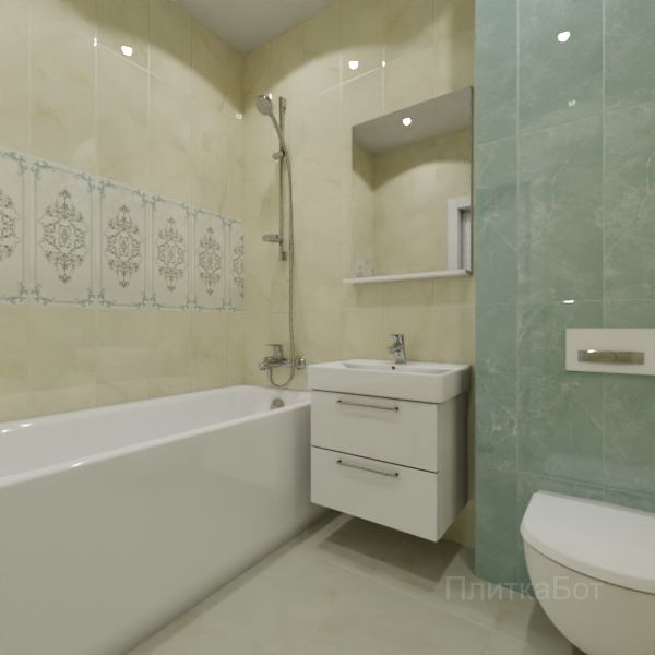 Gracia Ceramica, Visconti (зеленый), Декор над ванной вертикально № 1