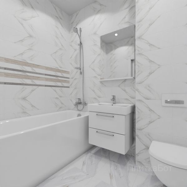 Laparet, Arctic (серый), Два декора над ванной и основная плитка № 1
