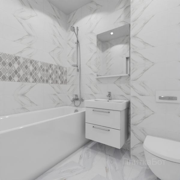 Laparet, Arctic (серый), Два декора над ванной и основная плитка № 3