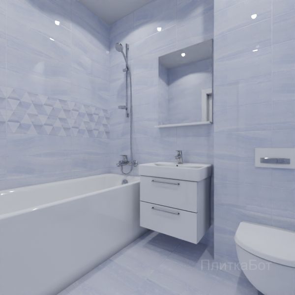 Laparet, Diadema (голубой), Два декора над ванной и основная плитка № 1