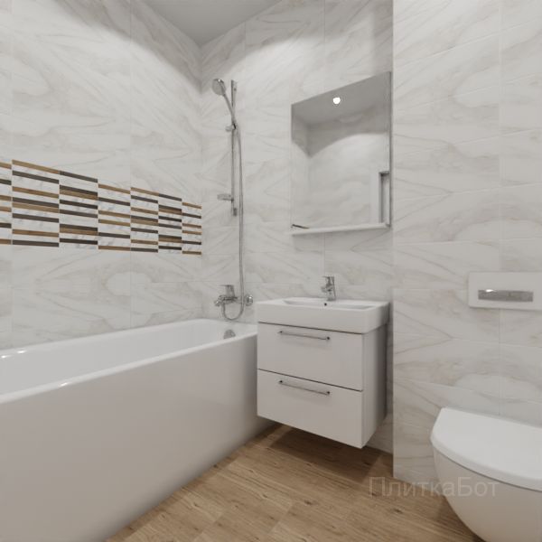 Laparet, Milos white, Два декора над ванной и основная плитка № 1