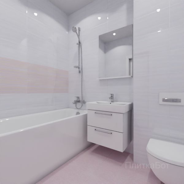 Laparet, Spring (розовый), Два декора над ванной и основная плитка № 1
