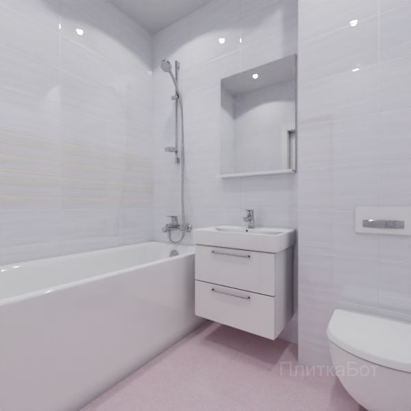 Laparet, Spring (розовый), Два декора над ванной и основная плитка № 2