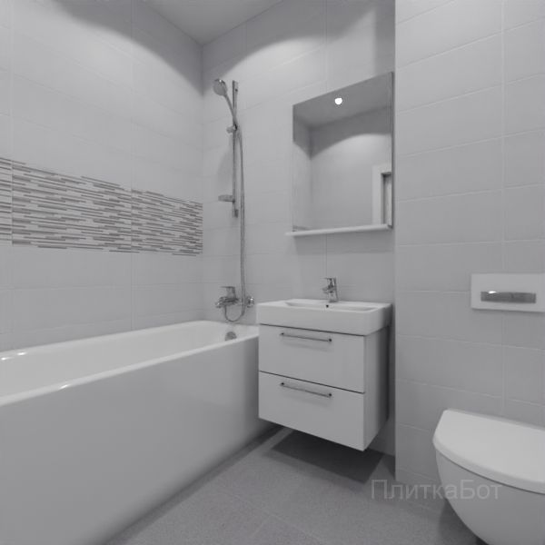 Laparet, Vega серый, Два декора над ванной и основная плитка № 1