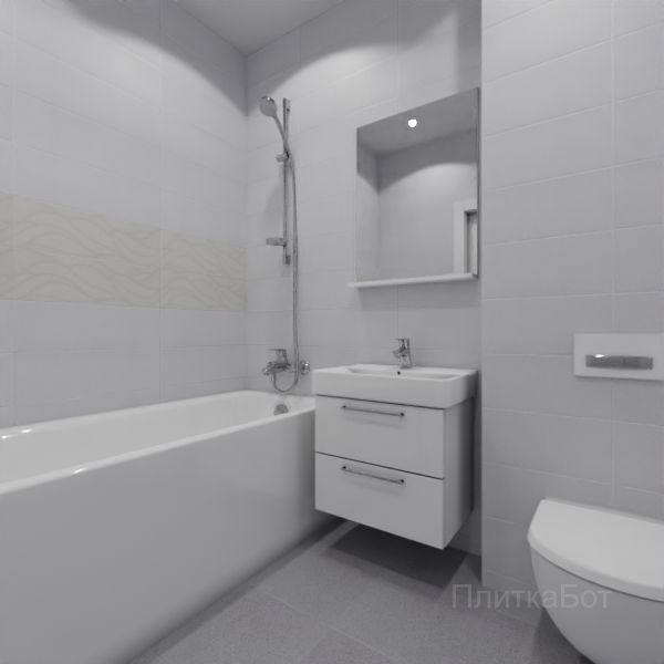 Laparet, Vega серый, Два декора над ванной и основная плитка № 2