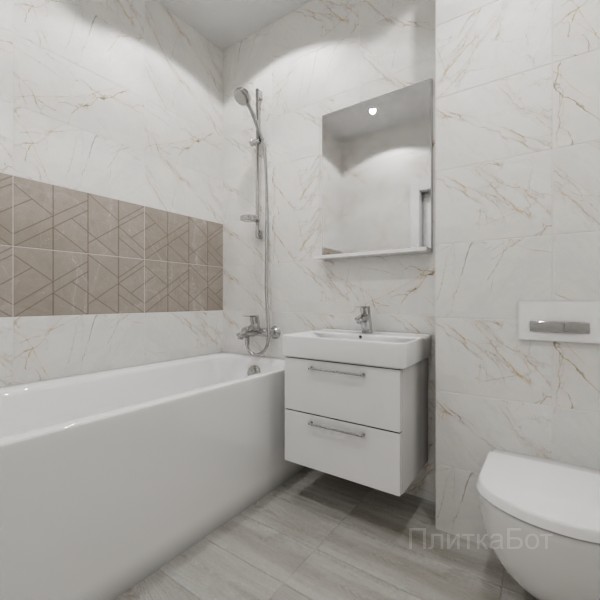 LB Ceramics, Блюм, Два декора над ванной и основная плитка № 4