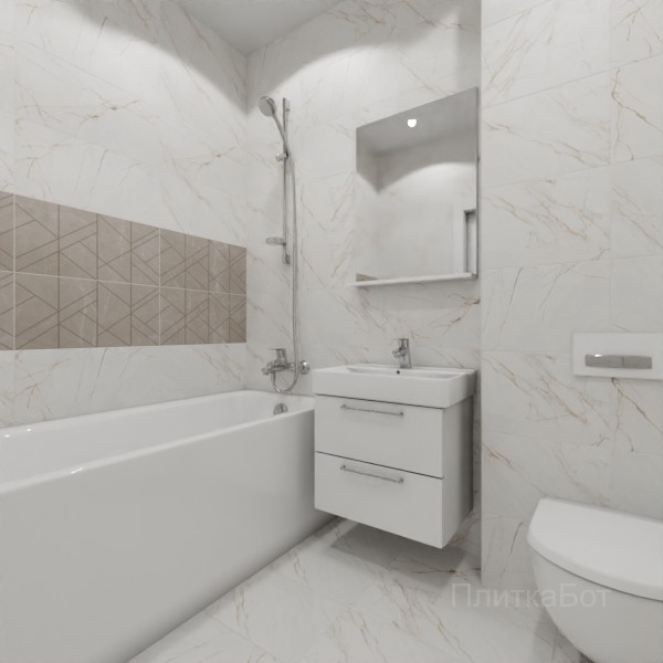 LB Ceramics, Блюм, Два декора над ванной и основная плитка № 5