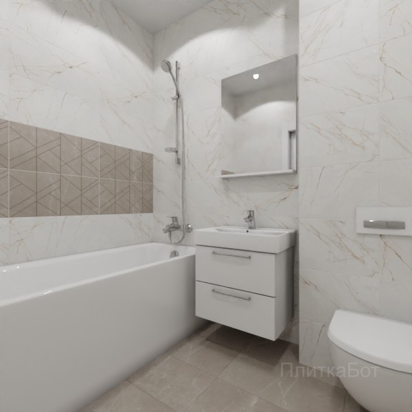 LB Ceramics, Блюм, Два декора над ванной и основная плитка № 6