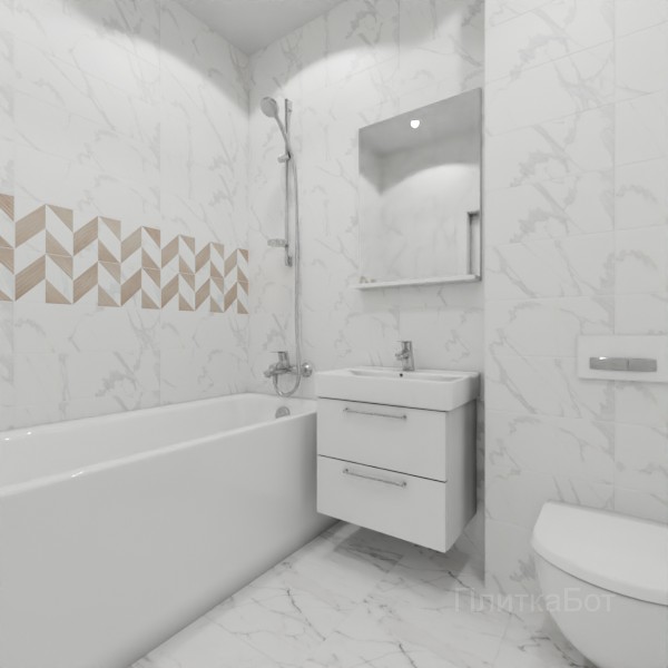 LB Ceramics, Бьорк, Два декора над ванной и основная плитка № 1