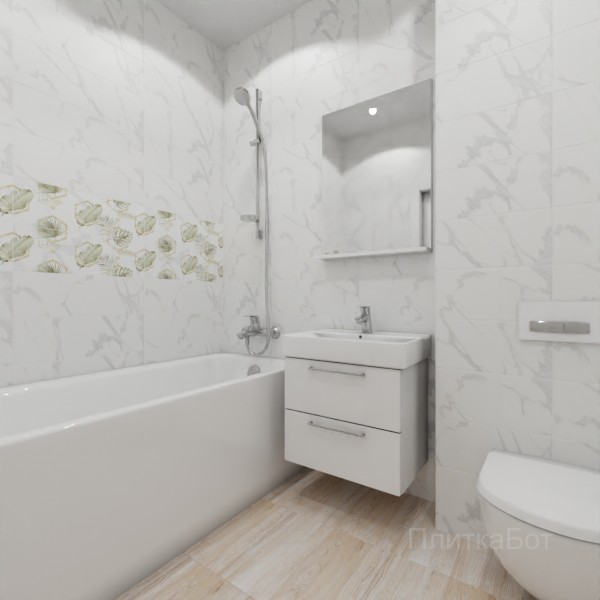 LB Ceramics, Бьорк, Два декора над ванной и основная плитка № 4