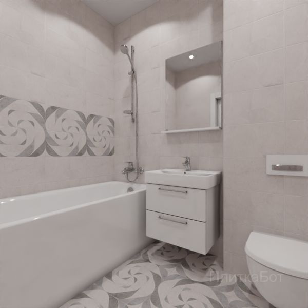 LB Ceramics, Лофт Стайл, Два декора над ванной и основная плитка № 1