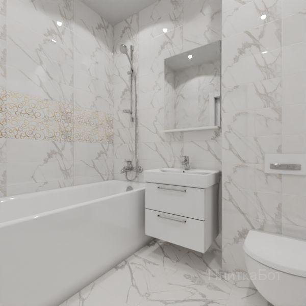 LB Ceramics, Миланезе Дизайн, Два декора над ванной и основная плитка № 1