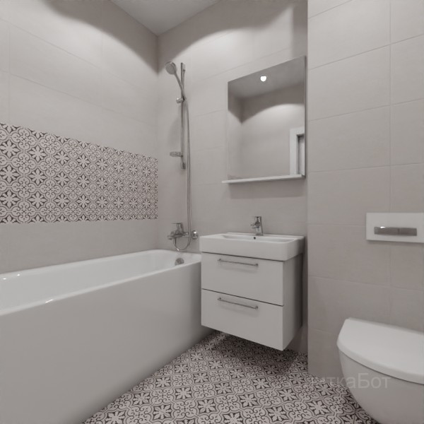 LB Ceramics, Винтаж Вуд, Два декора над ванной и основная плитка № 3