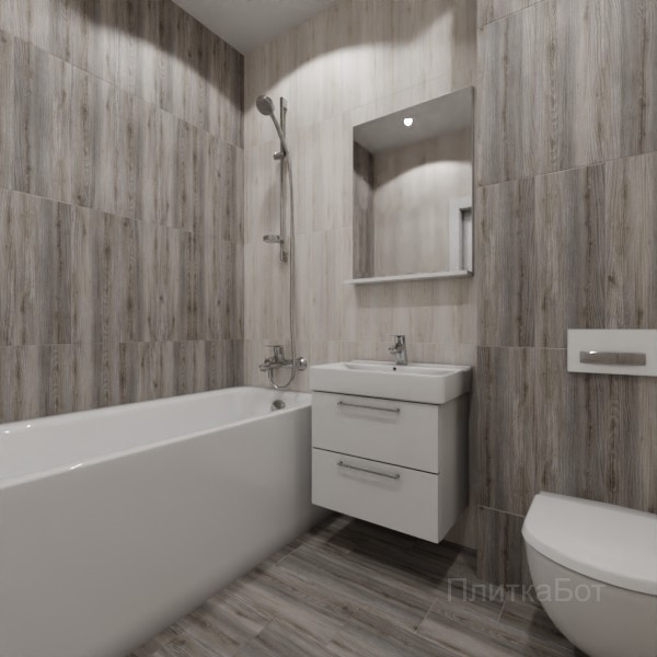 LB Ceramics 2026, Альбервуд, Контрастные стены вертикально, контраст у инсталляции, палубная №8