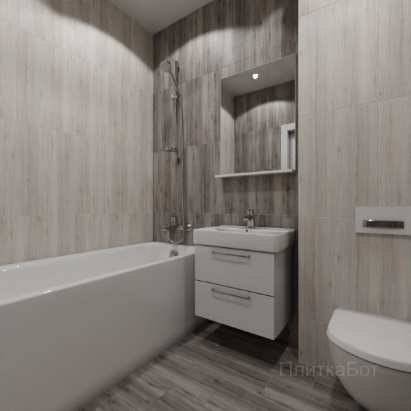 LB Ceramics 2026, Альбервуд, Контрастные стены вертикально, контраст у инсталляции, палубная №14