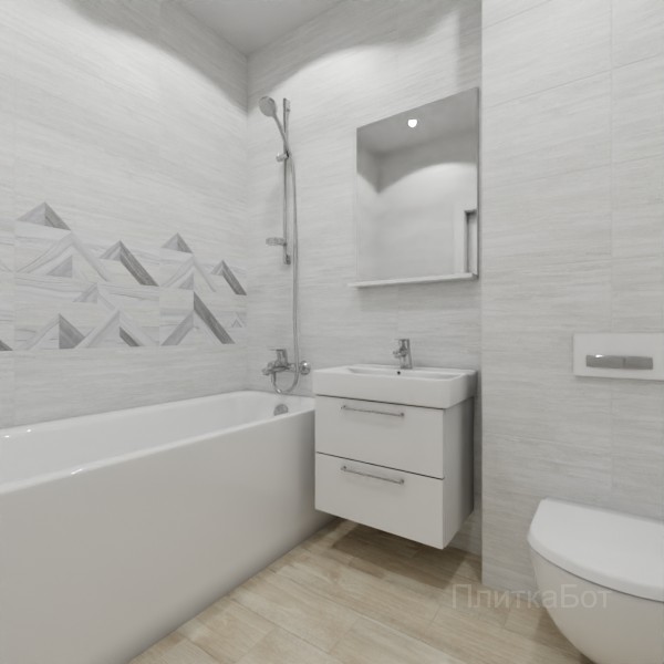 LB Ceramics 2026, Аспен, Два декора над ванной и основная плитка, палубная