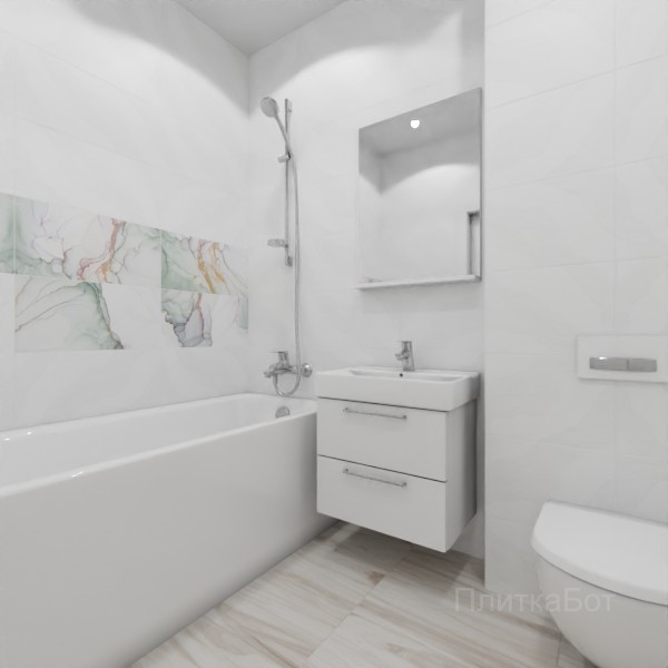 LB Ceramics 2026, Блисс, Два декора над ванной и основная плитка