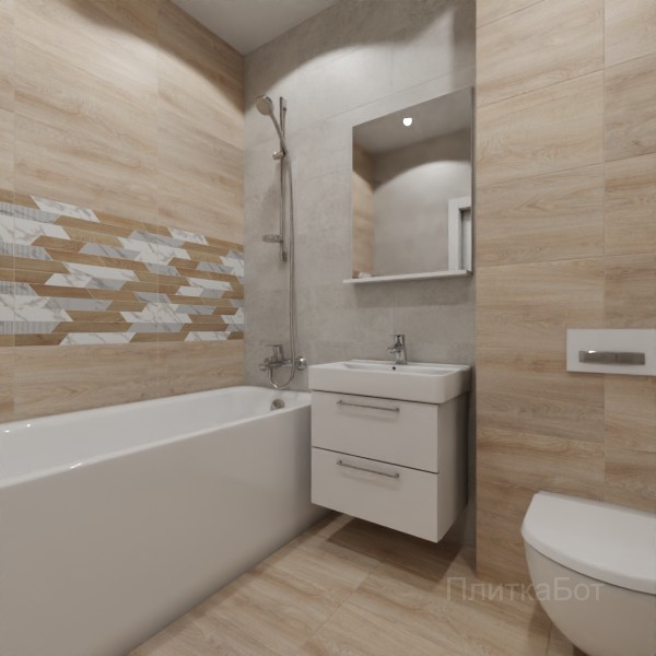 LB Ceramics 2026, Калакатта, Два декора над ванной, контраст у инсталляции №7