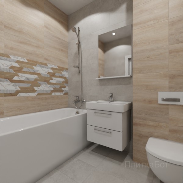 LB Ceramics 2026, Калакатта, Два декора над ванной, контраст у инсталляции №8