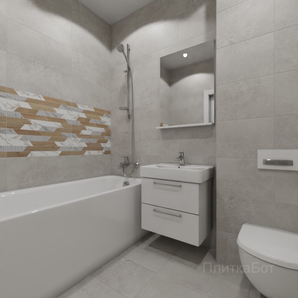 LB Ceramics 2026, Калакатта, Два декора над ванной, контраст у инсталляции №10