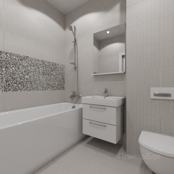 LB Ceramics 2026, Кэрролл, Два декора над ванной, контраст у инсталляции №2