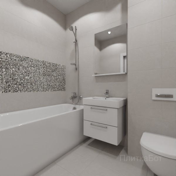 LB Ceramics 2026, Кэрролл, Два декора над ванной и основная плитка №2