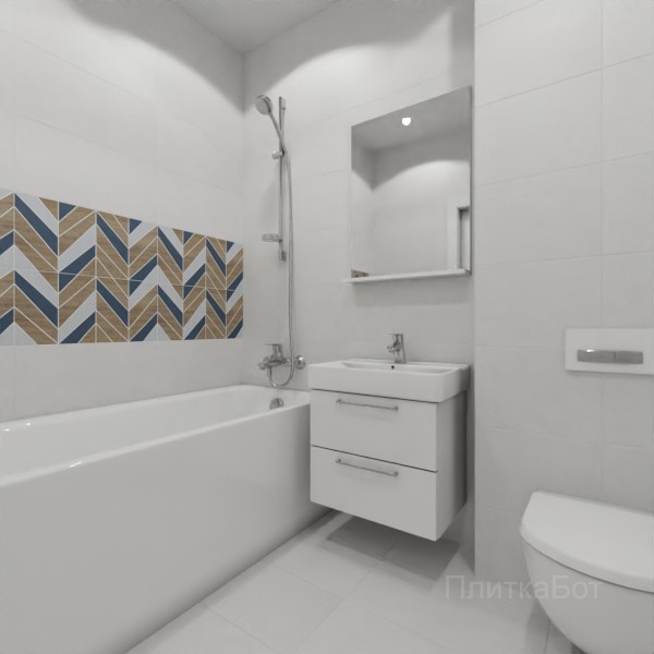 LB Ceramics 2026, Моррис, Два декора над ванной и основная плитка №1