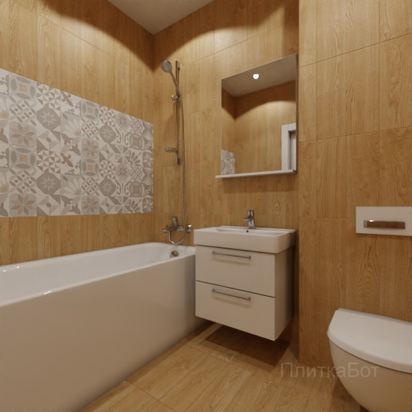 LB Ceramics 2026, Окленд, Два декора над ванной и основная плитка №1