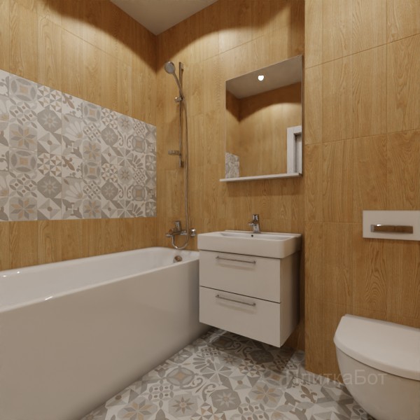 LB Ceramics 2026, Окленд, Два декора над ванной и основная плитка №2