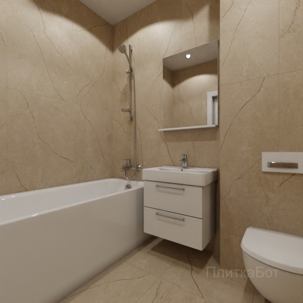 LB Ceramics 2026, Полдень (беж), Контрастные стены вертикально, контраст у инсталляции №1