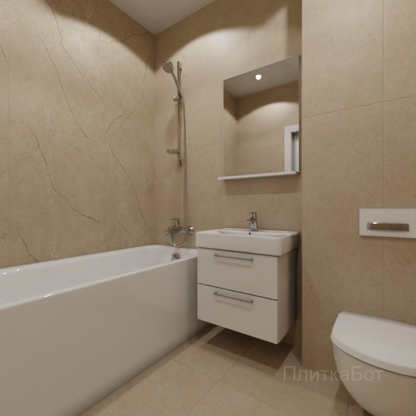 LB Ceramics 2026, Полдень (беж), Контрастные стены вертикально №4