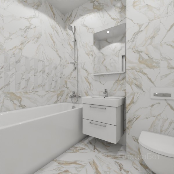 LB Ceramics 2026, Рерих, Два декора над ванной и основная плитка №1