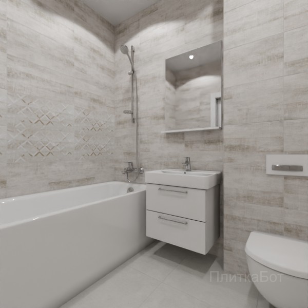 LB Ceramics 2026, Сноувинд, Два декора над ванной и основная плитка №2