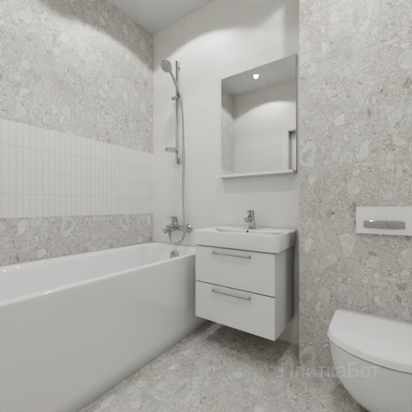 LB Ceramics 2026, Спектр, Два декора над ванной, контраст у инсталляции №1