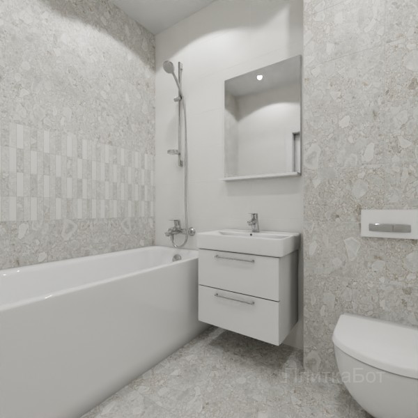 LB Ceramics 2026, Спектр, Два декора над ванной, контраст у инсталляции №3