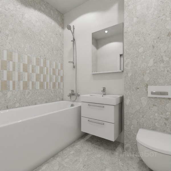 LB Ceramics 2026, Спектр, Два декора над ванной, контраст у инсталляции №5