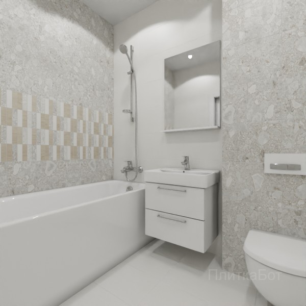LB Ceramics 2026, Спектр, Два декора над ванной, контраст у инсталляции №6