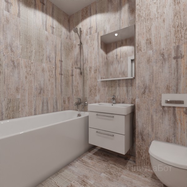 LB Ceramics 2026, Вестерн Вуд, Контрастные стены вертикально, контраст у инсталляции, палубная №50