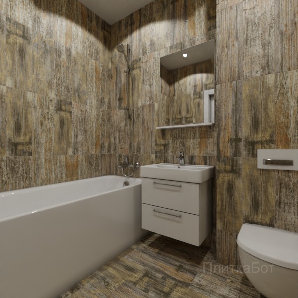 LB Ceramics 2026, Вестерн Вуд, Контрастные стены вертикально, контраст у инсталляции, палубная №19