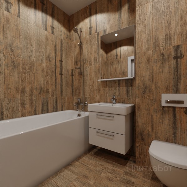 LB Ceramics 2026, Вестерн Вуд, Контрастные стены вертикально, контраст у инсталляции, палубная №81