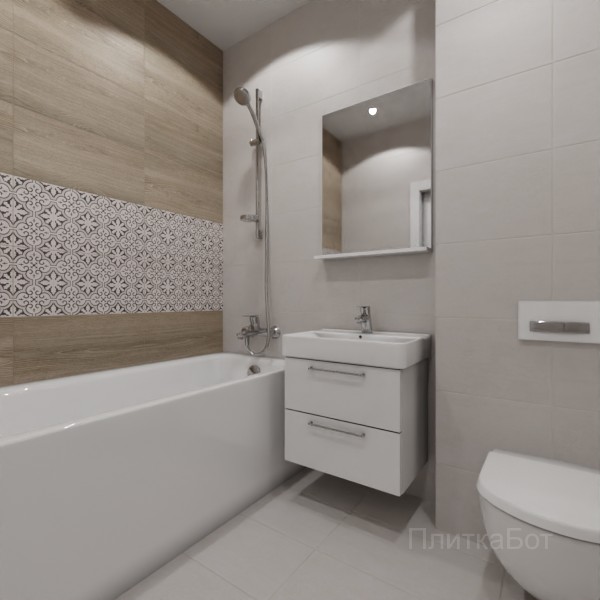 LB Ceramics 2026, Винтаж Вуд, Два декора над ванной №37