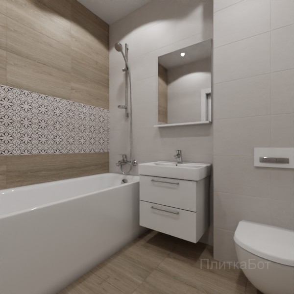 LB Ceramics 2026, Винтаж Вуд, Два декора над ванной №38