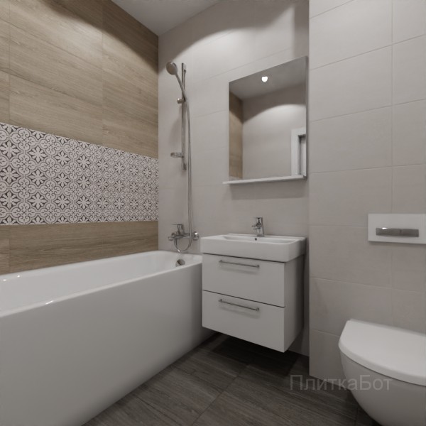 LB Ceramics 2026, Винтаж Вуд, Два декора над ванной №39