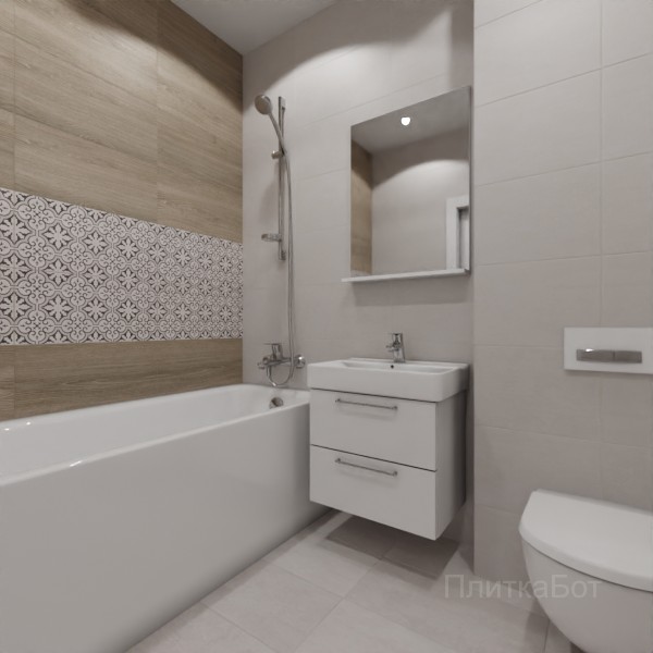 LB Ceramics 2026, Винтаж Вуд, Два декора над ванной №41