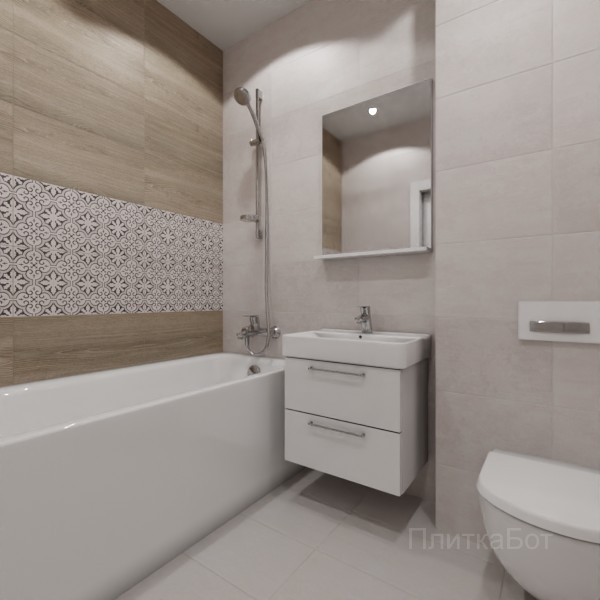 LB Ceramics 2026, Винтаж Вуд, Два декора над ванной №43