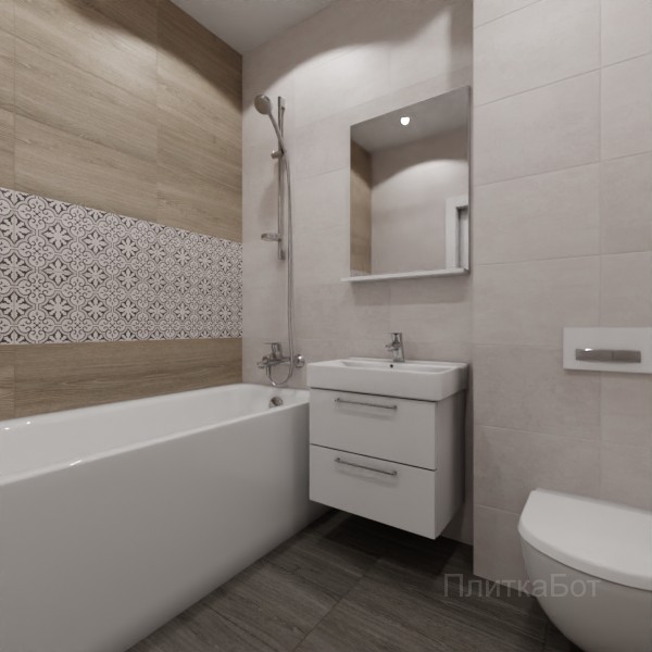 LB Ceramics 2026, Винтаж Вуд, Два декора над ванной №45