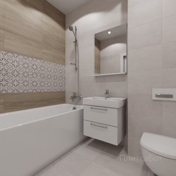 LB Ceramics 2026, Винтаж Вуд, Два декора над ванной №47