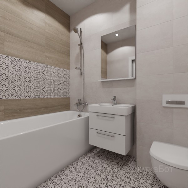 LB Ceramics 2026, Винтаж Вуд, Два декора над ванной №48